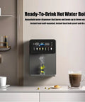 Wall Mounted Instant Hot Water Cooler For Office Or Home on kitchen wall with cups and shelf, sleek black design