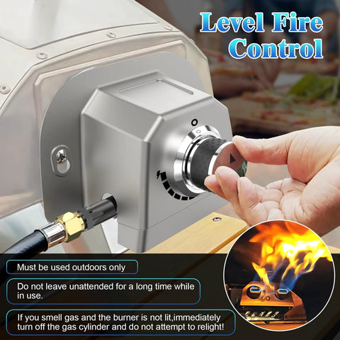 Gas Burner Attachment For Karu 12 Pizza Ovens Converts To Propane Heat Fast, Includes Valve Hose And Screws installed