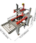 Heavy Duty 110V Automatic Box Sealer Machine With Double Flap Tape System For Fast Carton Packing dimensions showing adjustable roller height.