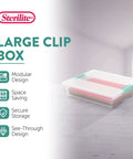 12 Pack Clip Box Stackable Clear Plastic Bins With Latching Lids For Arts And Crafts, Home Office, Classroom And Workshop Organization, Large See Through Storage Containers, shown stacked on a table