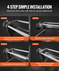 Beefy Heavy Duty 3/8 Inch By 100 Foot Steel Winch Cable installation guide with swivel hook and aluminum tail buckle.