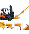 Forklift Jib Boom Crane With Adjustable Tilt 6600 Lbs Capacity attached to forklift, showcasing heavy-duty carbon steel construction.
