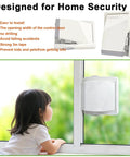 2 Pack Sliding Door Lock for Glass Doors and Windows, Child Safety Lock installed on window with child looking outside.