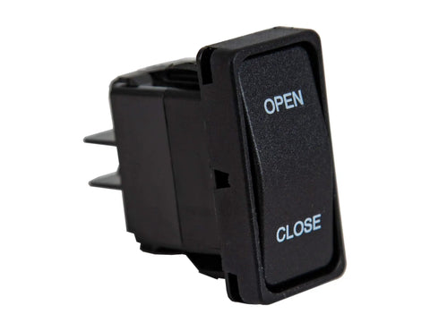 Black rocker switch for Full Tarp Control Kit With Solenoid, Rocker Switch And Bracket, Wiring Harness, Circuit Breaker, Fasteners And Connectors