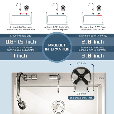 Glass Rinser Cup Washer For Sink And Kitchen Sink Accessories With 13 Water Outlet Heads For 360 Degree Spray Rubber Cup Press Guard Easy Quick Clean Ideal For Baby Bottles Shaker Cups Brush Nickel Finish