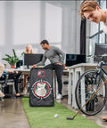 Heavy Duty Golf Chipping Net Folding Practice Simulator For Backyard Training And Home Office Use in an indoor office space
