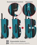 U.S. Traveler Rio teal softside expandable rolling carry-on suitcase, 2-wheel set