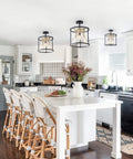 Dope Industrial Semi Flush Mount 3 Light Ceiling Fixture in Vintage Black with Adjustable Sockets in modern kitchen.