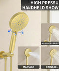 High Pressure Shower System With 12 Inch Rain Shower Head, Handheld Shower, Chrome Ceiling Mounted Set, Brass Valve Included