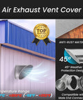 4 Inch Heavy Duty Workhorse Galvanized Steel Duct End Cap With Mesh Round Outdoor Air Exhaust Vent Cover Bird Guard Vent Cover Angled 45 Degree End For Dryer Vent All Weather Weatherproof Exterior Exhaust mounted on blue building wall