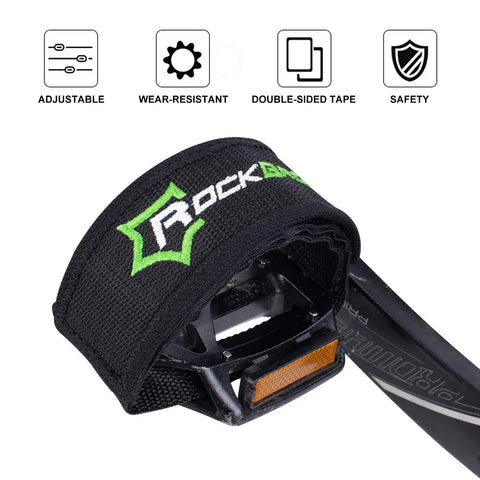 Durable Nylon Bike Pedal Straps Set For Fixed Gear BMX Mountain And Road Bikes, Toe Clip Style on black pedal