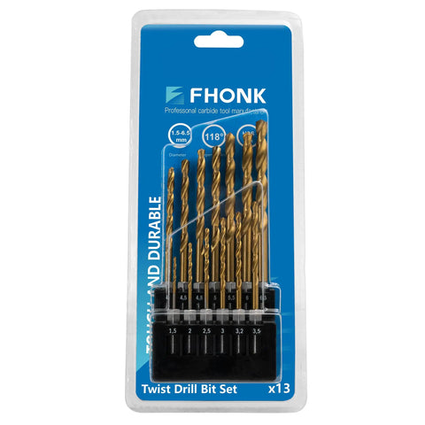 Heavy Duty 13 Piece Cobalt Drill Bit Set With Titanium Coating For Tough Jobs Like Metal Wood And Plastic Quick Hex Shank Design That Cuts Through Steel Fast Without Heat Buildup Perfect For Any Pro or DIY Guy Looking For Reliable High Speed Bits Right. 13-piece twist drill bit set in case, 1.5-6.5 mm