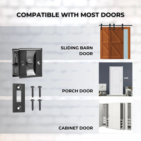 Pocket Sliding Door Lock With Privacy Pull Reversible Design For Sliding And Bifold Doors Easy Grip Handle Compatible With Most Doors