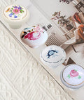 Ceramic Hand Painted Drawer Knobs Four Pack Vintage Floral Cabinet Pulls For Dresser Cupboard Wardrobe And Closet With Glossy White Flower Design And Smooth Operation, showing various floral designs.