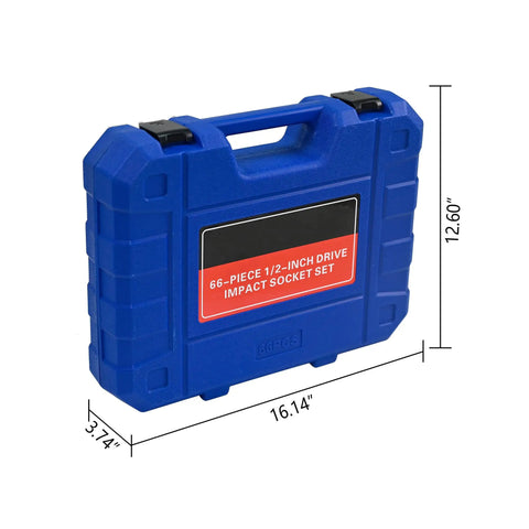 66 Piece Pneumatic Tool And Accessory Kit With Universal Long And Short Sockets Extension Rods Connectors And Ratchet Wrenches