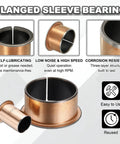 Built Tough 6 Piece Flanged Sleeve Bearing Kit Featuring 35 Mm Bore 39 Mm Outer Diameter 26 Mm Length 47 Mm Flange with copper construction.