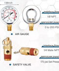 Go To Air Compressor Pressure Switch Kit 26 Amp 120/240 Volt With 120 155 PSI Setting, 0-200 PSI gauge and 1/4 NPT safety valve