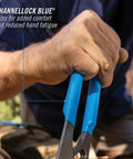 16 Inch Tongue And Groove Pliers With Laser Heat Treated Teeth For A Super Grippy Hold in use by a person demonstrating grip strength