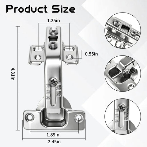 Dimensions of No-Fuss Wide Opening Cabinet Hinges Set With Two 165 Degree And Two 135 Degree Soft Close Concealed European Hinges