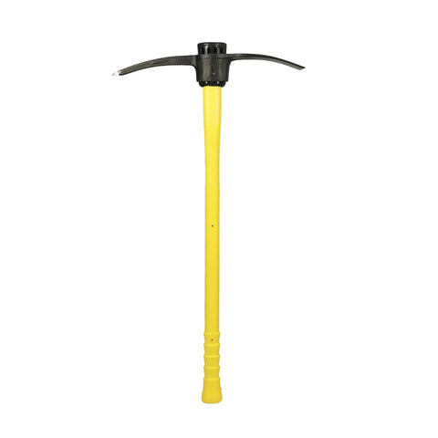Heavy Duty Pick Mattock With Fiberglass Handle, 36 Inch Length And 5 Pound Head, Yellow And Black, Ideal For Digging, Grading