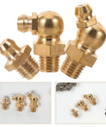 Top Tier Grease Nipple Kit With 9pcs M8 Threaded Copper Fittings For Cars And Excavators Plus Universal Fit Precision Engineering Multi Standard Support Heavy Duty Hydraulic Coupler Set, brass fittings close-up