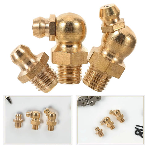 Top Tier Grease Nipple Kit With 9pcs M8 Threaded Copper Fittings For Cars And Excavators Plus Universal Fit Precision Engineering Multi Standard Support Heavy Duty Hydraulic Coupler Set, brass fittings close-up