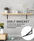 8 Piece L Shaped Metal Shelf Brackets For Wall Mounts Heavy Duty Support in use with wooden shelves in modern living room