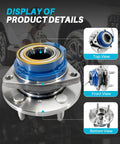 Display of 2-Pack Sealed Front Wheel Hub Bearing Assembly 513121 5-Lug w/ ABS showing top, front, and bottom views