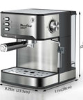 20 Bar Espresso Machine With Milk Frother Steam Wand Compact Home Espresso Maker For Latte And Cappuccino Low Noise Quick Brew
