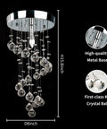 Spiral Crystal Chandelier Flush Mount with Raindrop Crystal Orbs, 8" dia x 15.8" height, crystal string design for bright glam