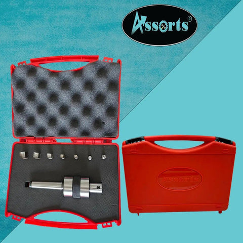 Open Rotary MT2 Broach Tool Holder With Square Broach Set Imperial with red case and tools, includes complete kit