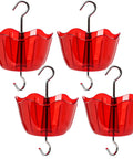 Hummingbird Feeder Ant Moats 4 Pack 5 Oz High Capacity Ant Guard Cups, red plastic cups with hooks for outdoor hanging feeders.