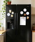 Kitchen fridge with 200 Piece Set For 2.25 Inch 58mm Button Makers Protective Film With Eight Glitter Styles magnets.