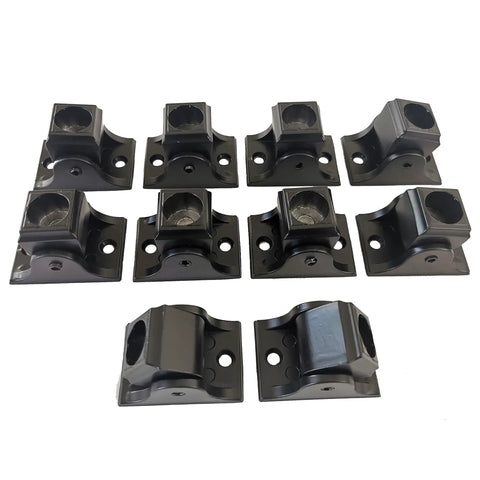 Five Eighth Inch Round Iron Baluster Swivel Shoes With Screws Satin Black Finish Pack Of 10 arranged in rows