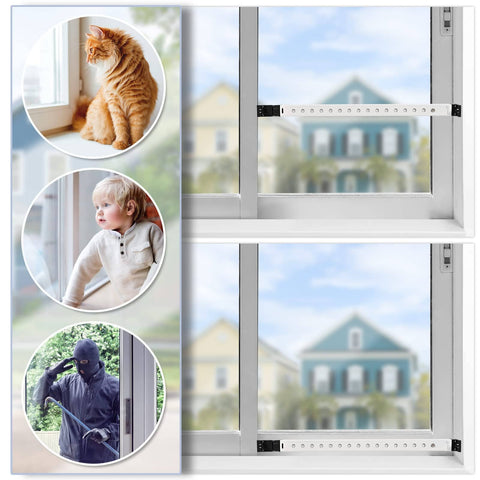 Heavy Duty Adjustable Window And Sliding Door Security Bar Anti Lift Safe For Children Indoor Use, Portable Iron Construction