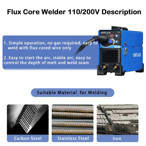 3 In 1 Gasless MIG Welder With Flux Core, Lift TIG And Stick Welding, Dual Voltage 110V 220V, 160A Output, Portable