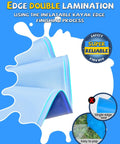 Non Slip Splash Pad For Kids And Dogs Thickened Edges Sprinkler Pool Summer Outdoor Water Toy Backyard Fun Time Play Mat For Babies Boys Girls Or Pets 107 Inch Blue showing double-laminated edges.