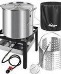 60 Quart Crawfish Boiler Outdoor Seafood Boil Kit With Dustproof Cover And 12 Inch Skimmer Included 110000 BTU Propane Jet Burner