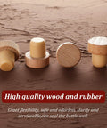 24 Piece T Shaped Cork Plugs Set Reusable Wooden And Rubber Wine And Beer Bottle Stoppers on textured surface