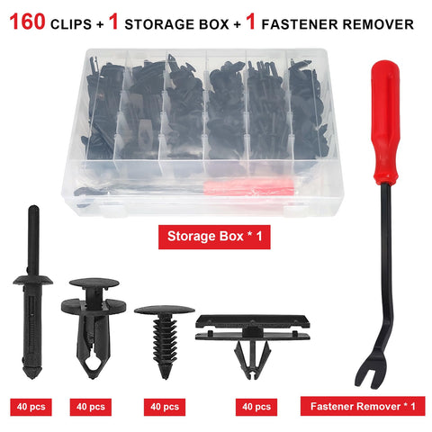 Jeep Wrangler Fender Clip Kit 161 Pieces Premium Push Pins Rocker Molding Clips Grill Bumper Pins For 2007 To 2022 JL JK And 2005 To 2010 Grand Cherokee Durable Replacement Fasteners with storage box and remover