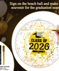 Class Of 2026 Graduation Beach Balls Set 11 Inch Inflatable Party Balls With Glitter Gold And Black Markers For Senior Celebrations Poolside Beach Decor And Gift Favors 10 Pack