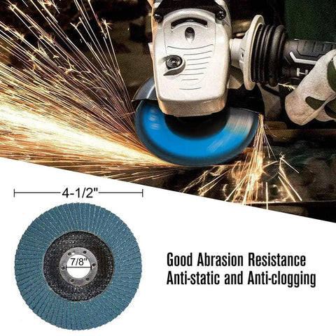 4.5 inch angle grinder using Grab And Go All In One Flap Disc Kit 11 Piece Grinding Polishing Set, sparks flying