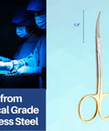 Double Curved Scissors Four And A Half Inch With Pro Grade Tungsten Carbide Inserts And Gold Plated Handle LaGrange Design