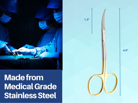 Double Curved Scissors Four And A Half Inch With Pro Grade Tungsten Carbide Inserts And Gold Plated Handle LaGrange Design