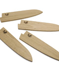 Magnetic Wood Saya Cover for Gyuto Knife 8.25 Inch Blade Protector 210mm, rugged magnolia wood sheath with safety pin, set of four