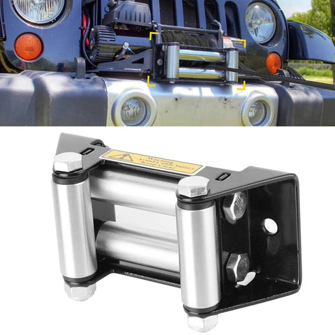 Heavy Duty Winch Roller Fairlead For ATV And UTV With 125mm And 5in Hole Spacing, Reduces Cable Friction And Protects Steel Cable