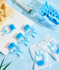 Nosebleed Quick Stop Clip Set With 16 Plastic Foam Clips Handy Storage Box And Pouches Ready For Home Or Grab And Go Emergency Nosebleeds Nasal Bleed Stopper Plugs For Fast Portable Relief displayed on a counter.