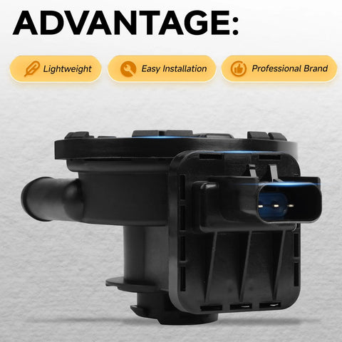 Side view of Pro Grade Fuel Vapor Leak Detection Pump Replacement That Fits Jeep Grand Cherokee Dodge Dakota Durango Ram 1500 2500 3500 And Mitsubishi Raider OE 310501 4891524AA Compatible Evaporative Emission System Part
