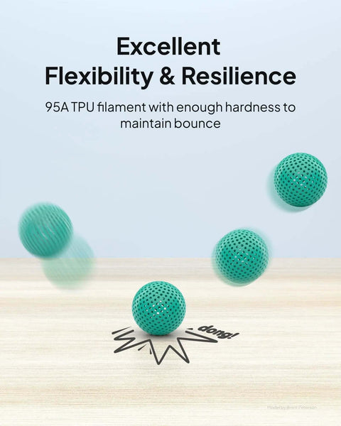 Bounce test demonstrating flexibility of TPU Filament 1.75mm Black 2Kg Twin Spool 95A Flexible Soft 3D Printing Filament.