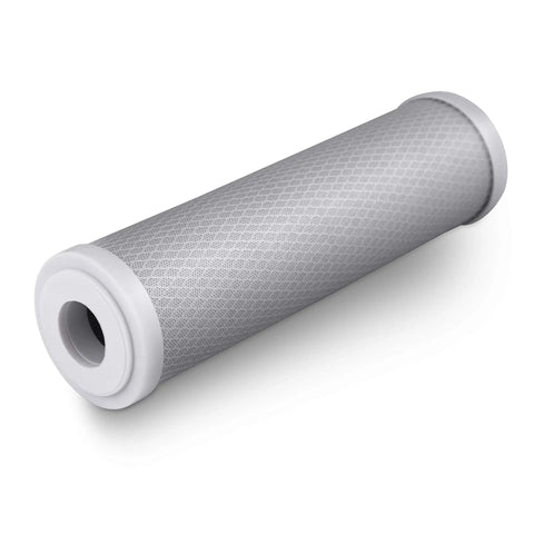 Six Pack 5 Micron Activated Carbon Block Water Filter Set For Household Systems, single filter close-up view.